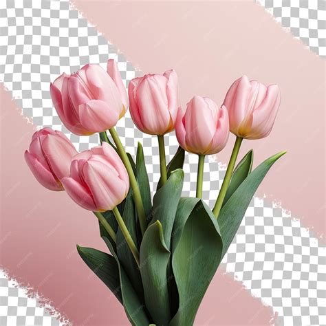 Розовые тюльпаны собраны в букет на прозрачном фоне. | Премиум PSD Файл