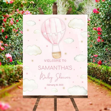 Hot Air Balloon Baby Shower Welcome Sign EDITABLE Hot Air Balloon Welcome Sign Balloon Welcome