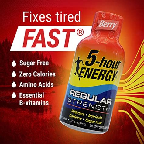 5-hour ENERGY Regular Strength Energy Shot | Berry Flavor | 1.93 oz. | 24 Count | Sugar-Free ...