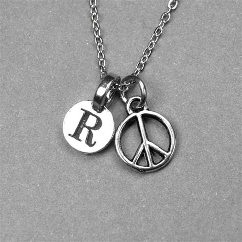 Peace Sign Necklace Peace Symbol Peace Charm Silver Plated - Etsy