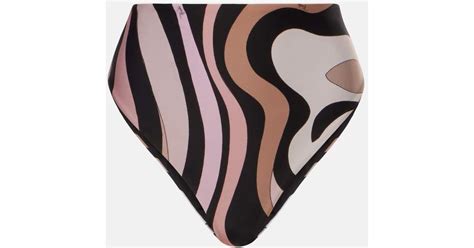 Emilio Pucci Marmo High Rise Bikini Bottoms In Pink Lyst