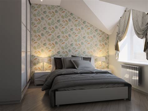 Обои в спальню на мансарде - 70 фото