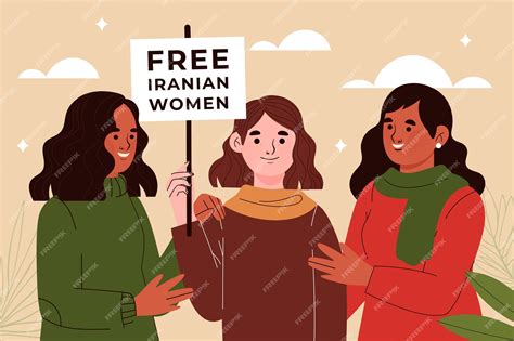 Ilustración Plana De Mujeres Iraníes Que Protestan Por La Libertad Vector Premium