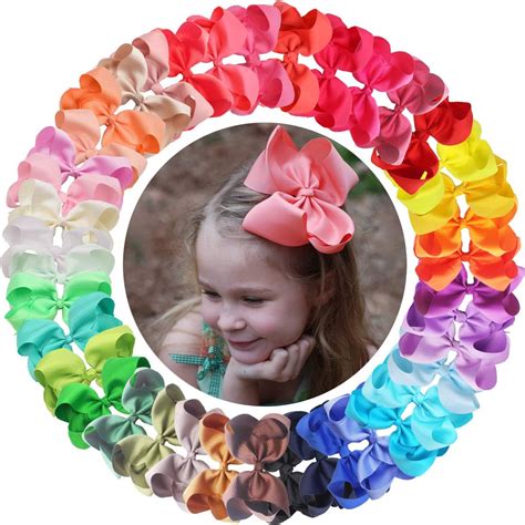 Alinmo 40 Colors 6inch Hair Bows Clips Large Big Grosgrain