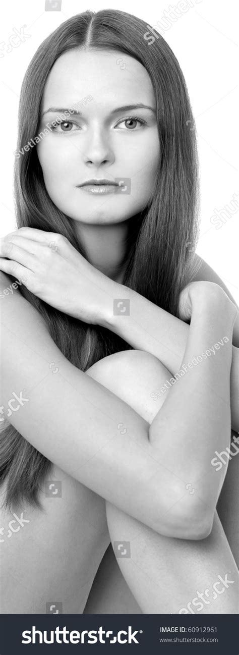 Naked Woman Sitting On White Background Stock Photo Shutterstock