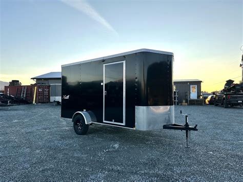 2024 Tnt 6x12 V Nose Cargo Enclosed Trailer Black Ramp Door Trailer