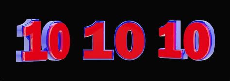 premium psd number  ten  red  blue colors    transparent
