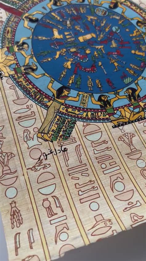 Ancient Egypt Astrological Calendar Papyrus Painting - Sun Moon Stars ...