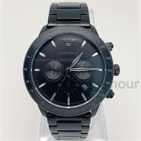 EMPORIO ARMANI Men's Watch AR11242 Mario Black Stainless Steel ...
