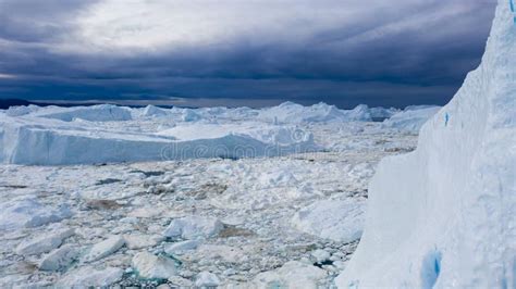 Flight Over Icebergs And Shooting Of Ices At A Short Distance An