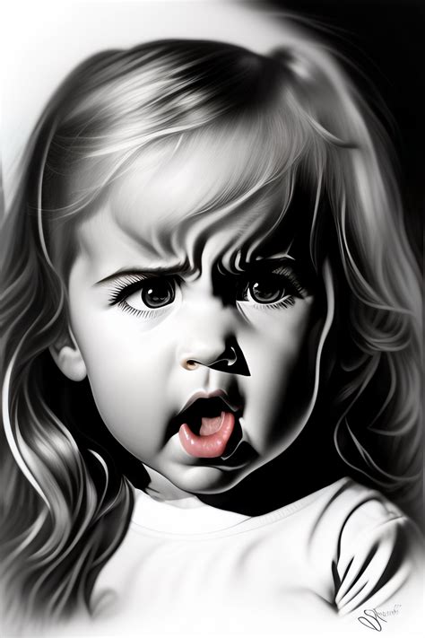 Lexica Sketch Drawing Of A 3 Year Old Blonde Girl Angry