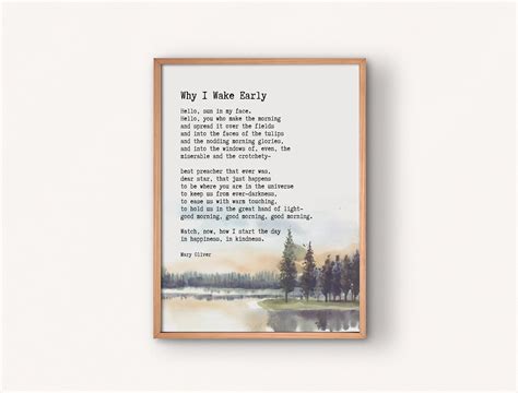 Mary Oliver Poem Quote Wall Decor Why I Wake Early Poem Mary Oliver