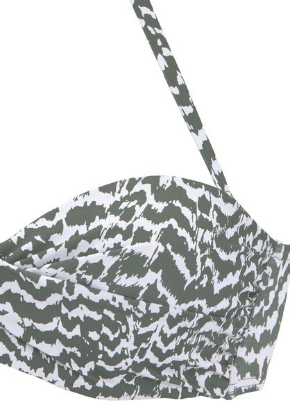 Lascana B Gel Bandeau Bikini Top Sansa Oliv Bedruckt Cup C