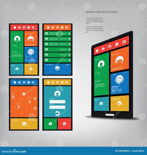 Smartphone with Metro Style Graphic User Interface Stock Vector