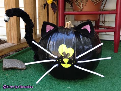 Halloween Diy Project Painted Cat Pumpkin Kitty Cat Chronicles