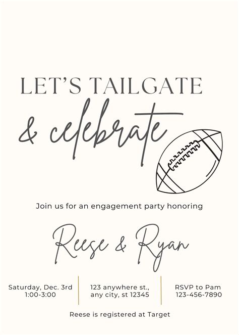 Football Engagement Party Invitation: Tailgate and Celebrate Couples
