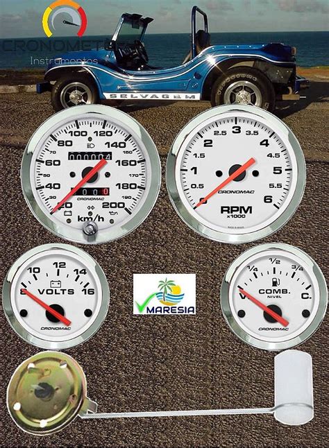 Kit Instrumentos Mm Mm Fusca Buggy Cromado Branco Veloc Metro