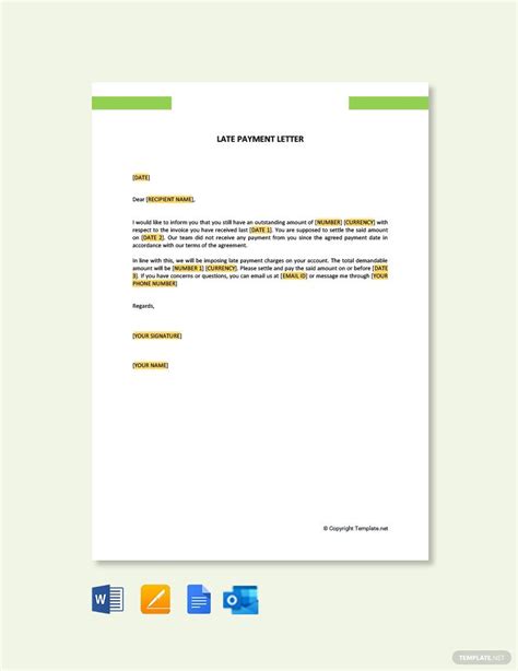 payment letter templates editable  printable