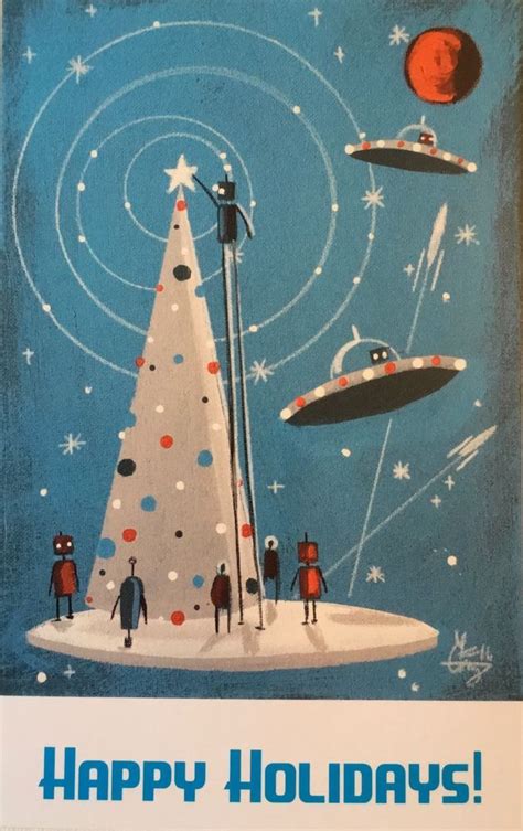 El Gato Gomez Holiday Card 1950s Christmas Retro Sci Fi Space Robot