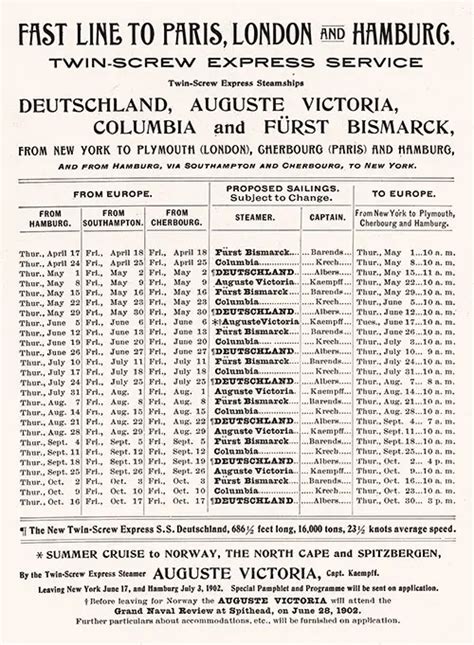 Sailing Schedules For 1902 Gg Archives