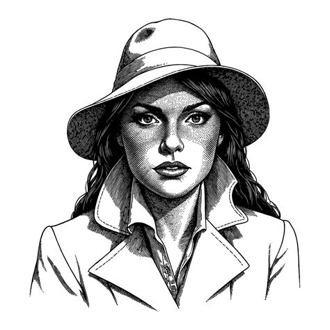 Woman Featuring Mysterious Intimidating Expression Vintage Detective