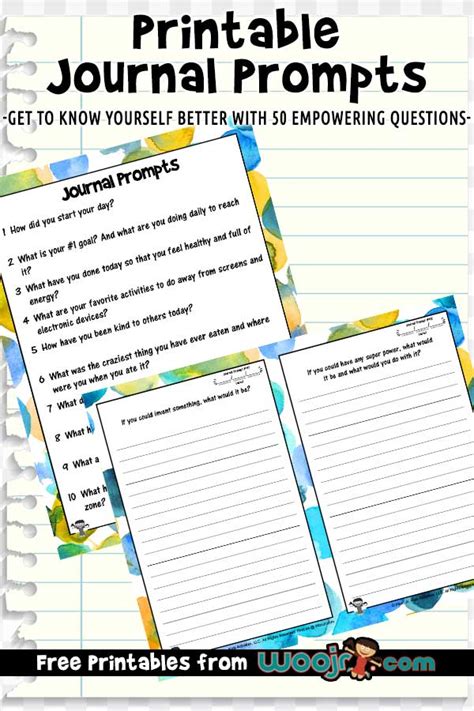 Printable Journal Prompts for Kids & Teens | Woo! Jr. Kids Activities ...