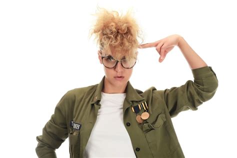 Premium Photo Beautiful Crazy Blonde Woman Holding Glasses Puffing Cheeks With Funny Face