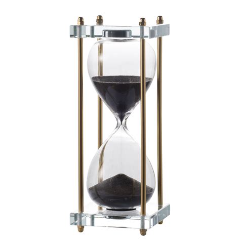 Modern Chic Hourglass Brass Finish With Black Sand And Crystal