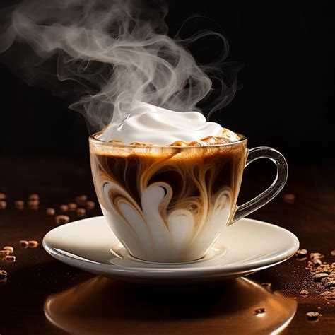Steaming Hot Coffee With A Creamy Milk Layer Premium AI Generated Image