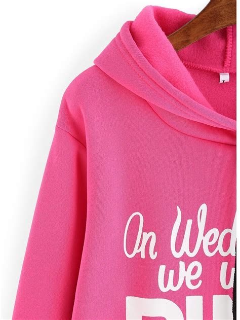 Hooded Drawstring Letter Print Sweatshirtfor Women Romwe