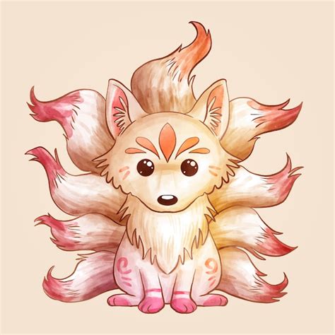 Premium Vector Hand Drawn Kitsune Illustration