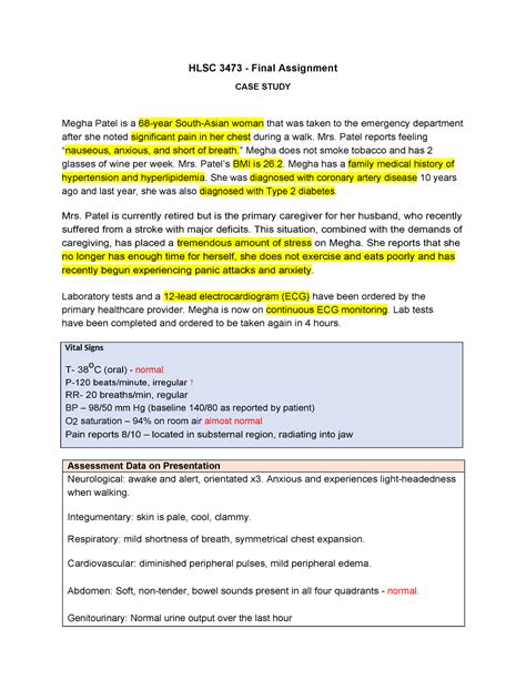 PR Final Assignment Case Study HLSC 3473 Final Assignment CASE