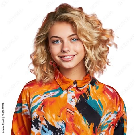 Confident Blonde Teenage Girl With A Trendy Style And Vibrant Makeup Poses In Casual Clothes