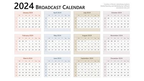 2024 Broadcast Calendar Printable | Printable Calendar 2024