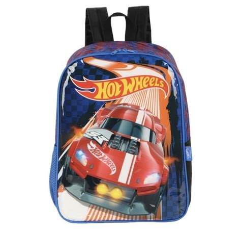 Mochila Infantil Hot Wheels G Azul Claro Luxcel