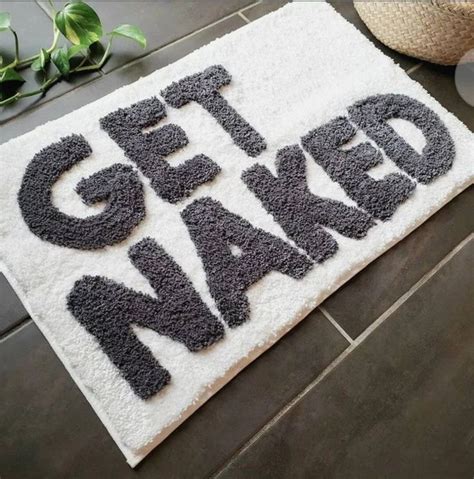 Feblilac White Ground Get Naked Non Slip Tufted Bath Mat X Cm Super Soft Bathroom Mat