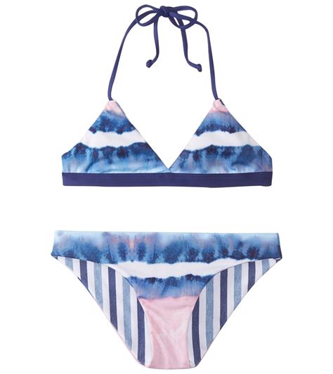 Splendid Girls Tie Dye Stripe Reversible Two Piece Bikini Set Big Kid