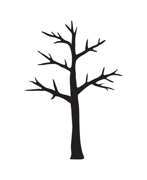 Vector Black Hand Drawn Naked Tree Silhouette Vector Art At Vecteezy