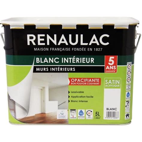 RENAULAC Peinture intérieur Murs Plafonds Bicouche Acrylique Blanc