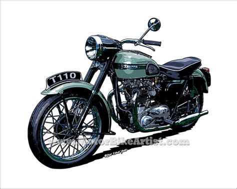 Triumph T110 Vintage Motorcycle Drawing Vector Art On Behance