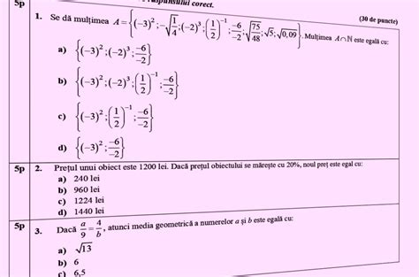 Model De Subiect La Matematic Pentru Evaluarea Na Ional