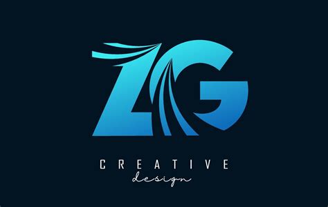 Creative Blue Letters ZG Z G Logo With Leading Lines And Road Concept