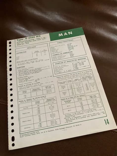 Fiche Technique Rtd Moteur Man D Mx Mont Sur Saviem