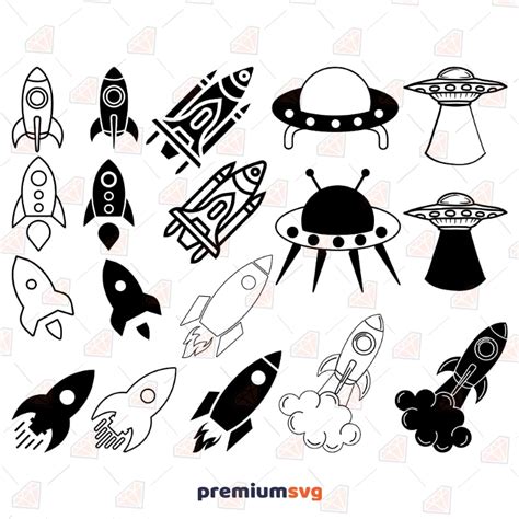 Spacecraft Svg Bundle Rocketships Clipart Vector Svg Files Premiumsvg