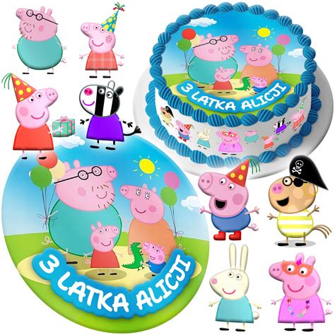 MEGA ZESTAW OPŁATEK NA TORT ŚWINKA PEPPA GEORGE PIG 8szt POSTACI