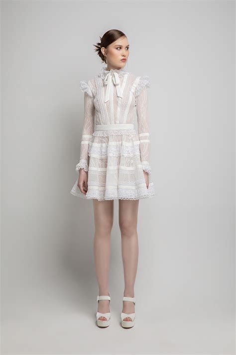 Lace Ruffle Short Dress Jean Fares Couture