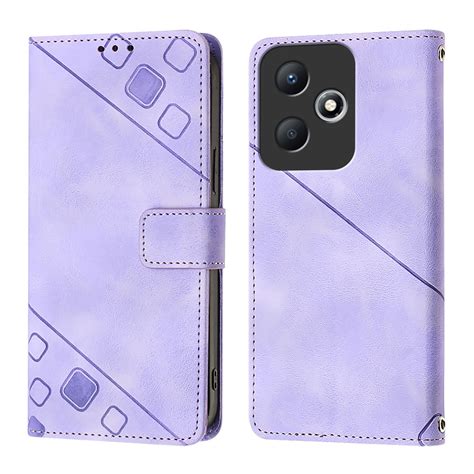 For Infinix Hot Play Hot Play Nfc Skin Feel Embossed Leather Phone Case Light Purple