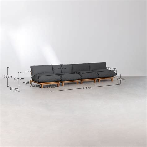 Sof Modular Reclinable De Piezas Con Mesa De Centro Y Puff En Madera