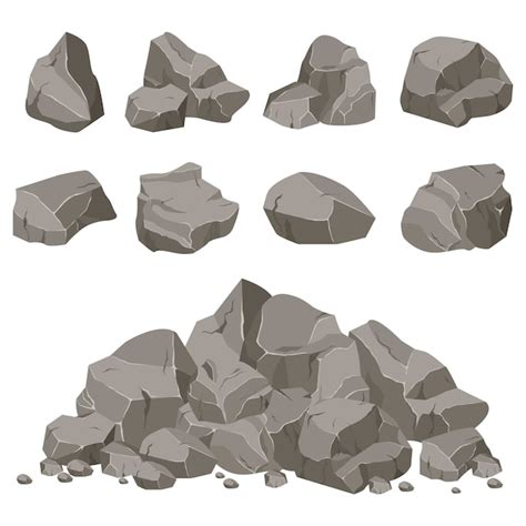 Piedra De Roca Set De Dibujos Animados Piedras De Varias Formas Rocas