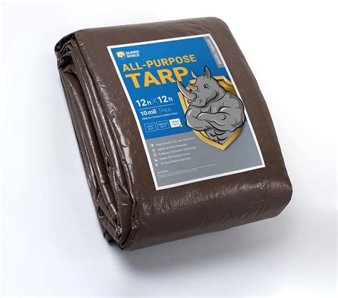 GUARD SHIELD Tarps Heavy Duty Waterproof 12x12 Feet Brown Bright Silver